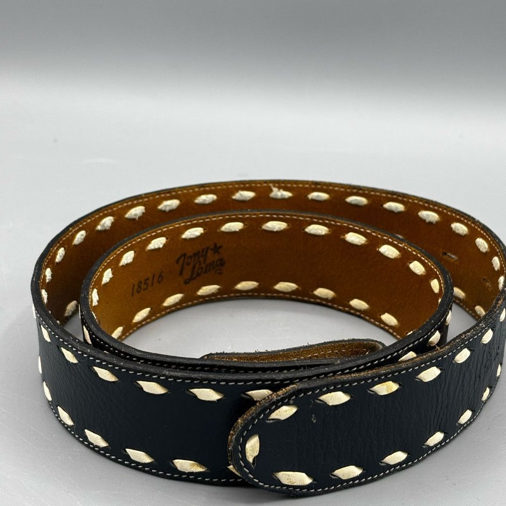 Boys Tony Lama Black and Tan Leather Belt